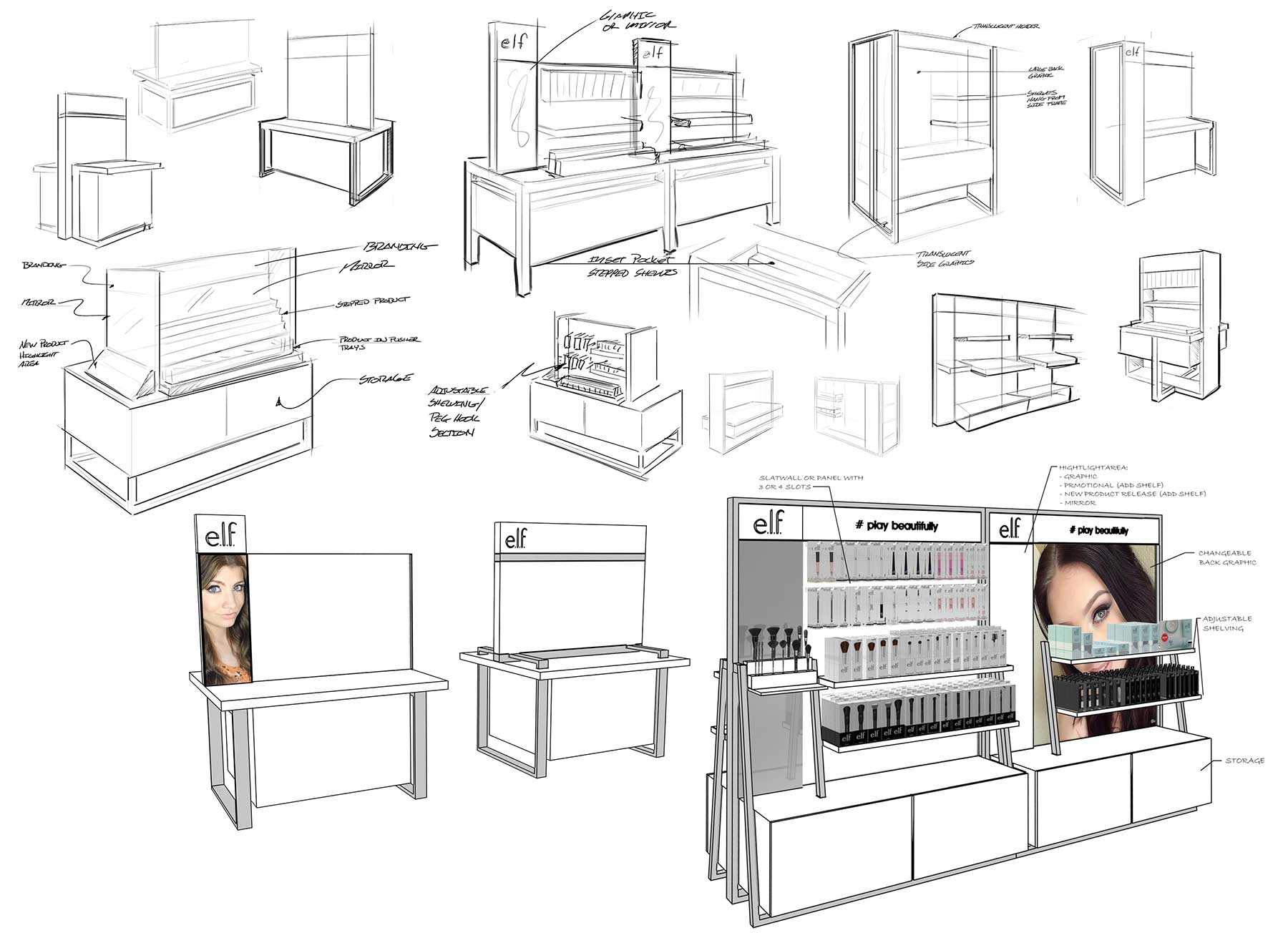 e.l.f. Cosmetic Display ideation